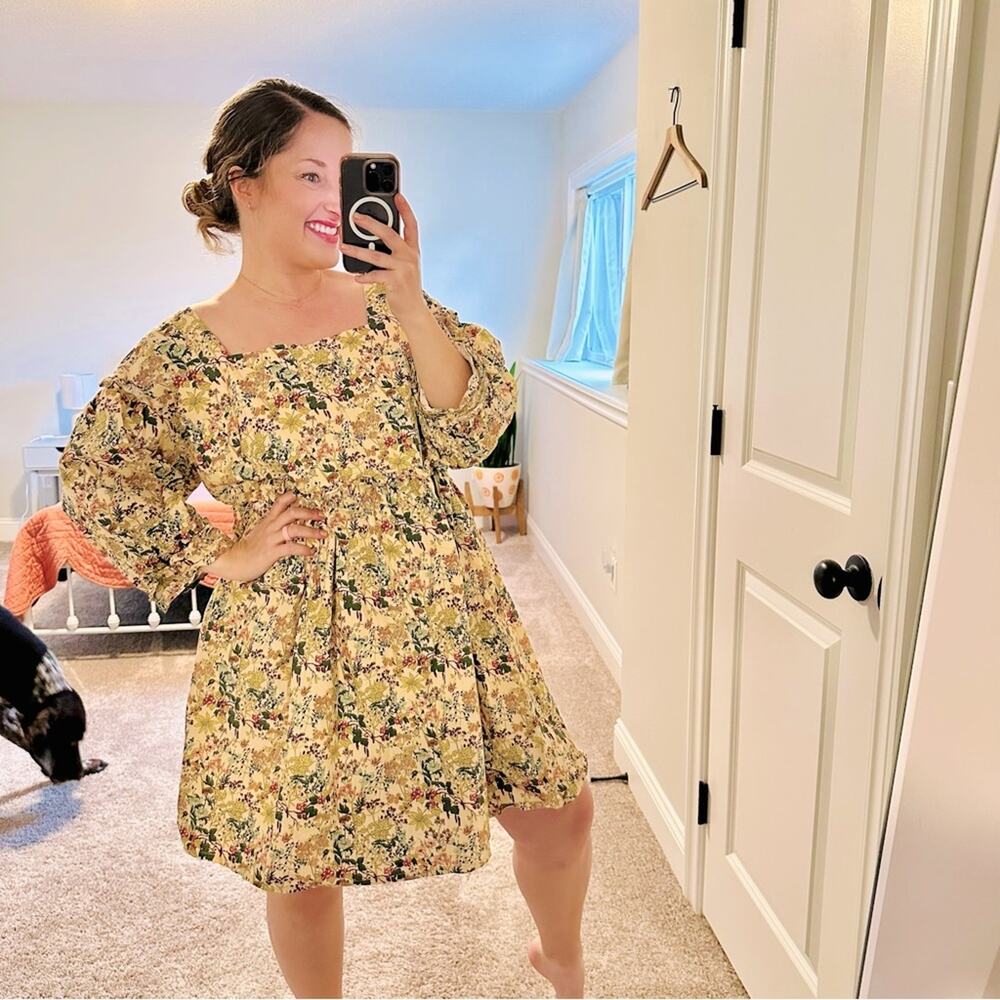 Tuckernuck Meadows Cream Floral Square Neck Mini Dress 12